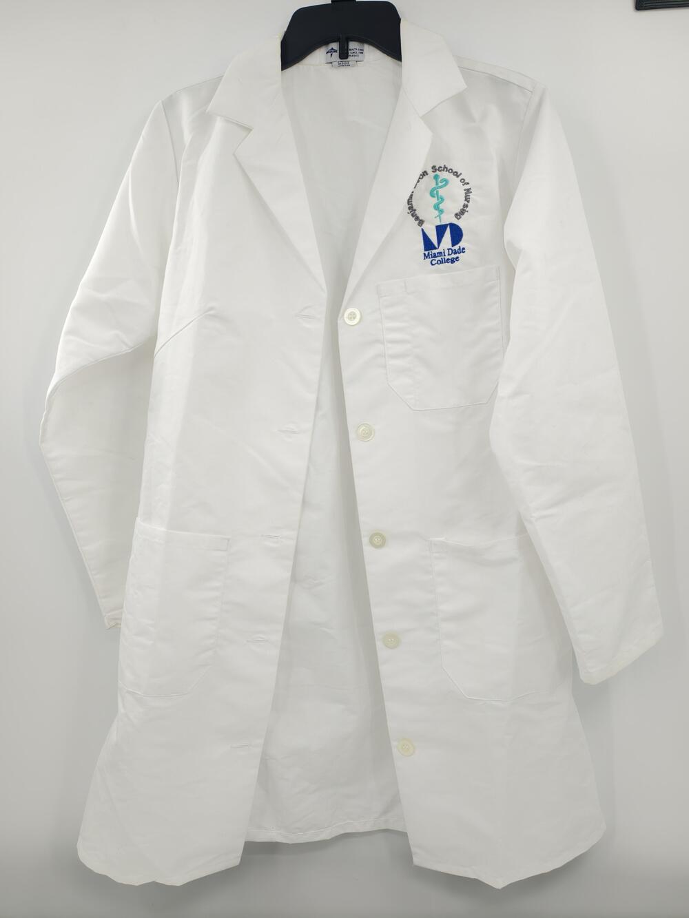 Medline Lab Coat Womens 6 White Miami Dade College Nursing Embroidered Pockets